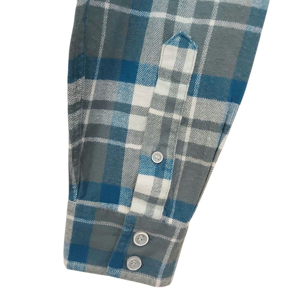 Quiksilver Waterman Mens Small Green Flannel Shirt Plaid Tailored Fit Casual - Picture 6 of 12